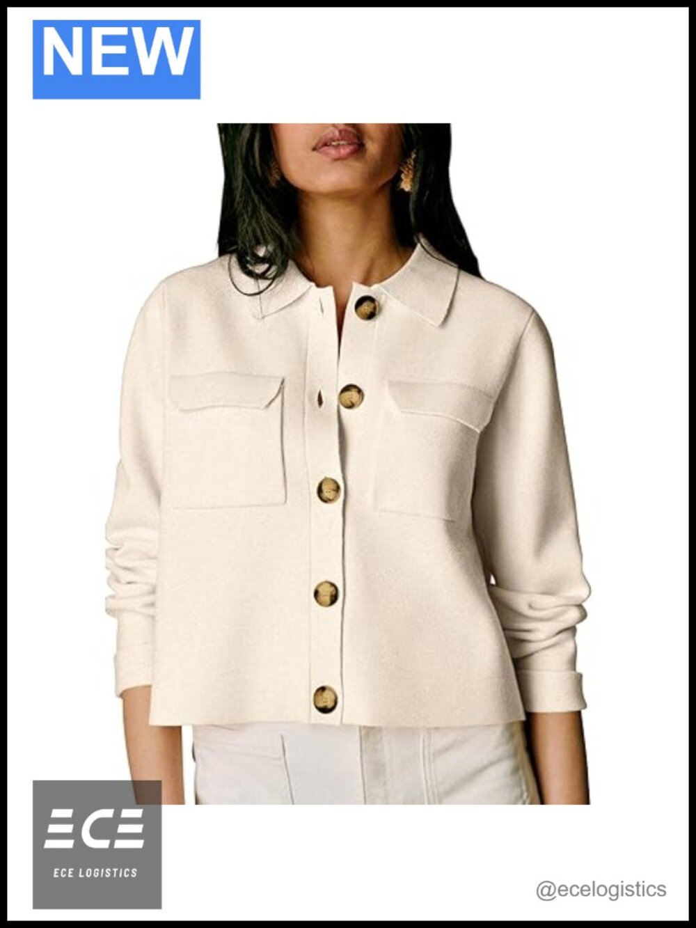 Merino Wool Blend Cropped Cardigan Button Front Sweater with Pockets